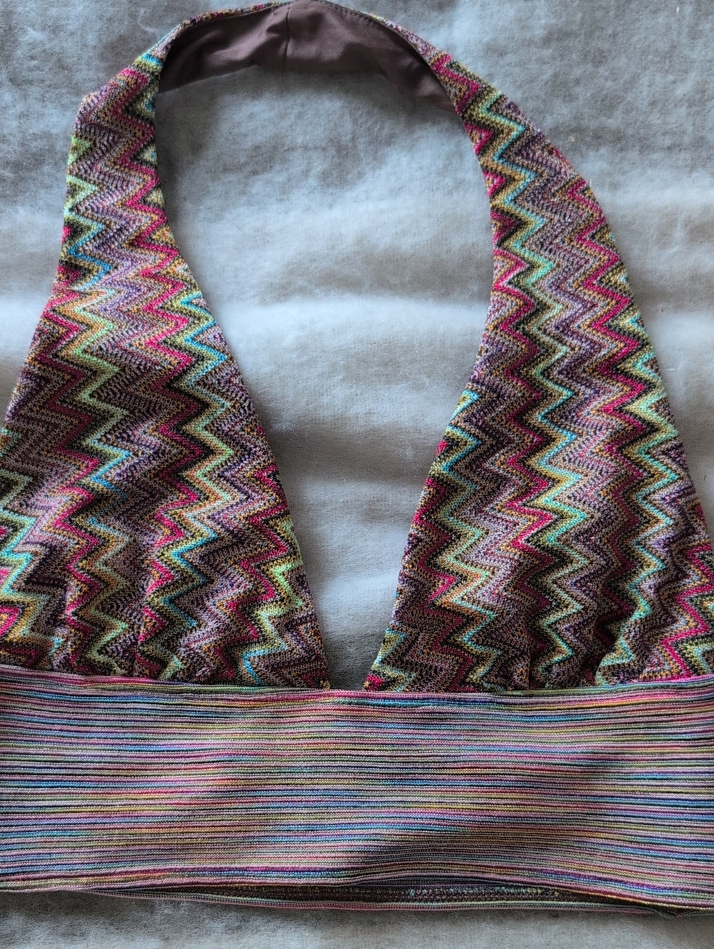 silence + noise Multicolor Zigzag Halter Bikini Top